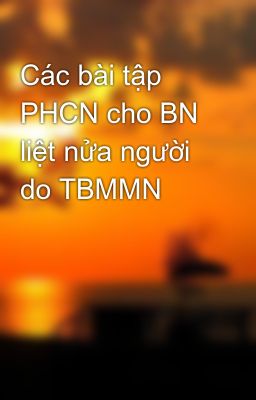 Các bài tập PHCN cho BN liệt nửa người do TBMMN