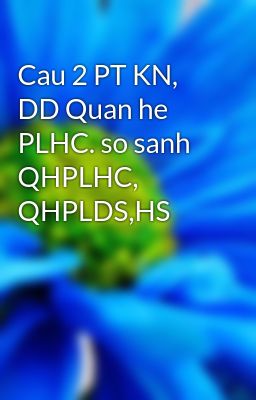 Cau 2 PT KN, DD Quan he PLHC. so sanh QHPLHC, QHPLDS,HS